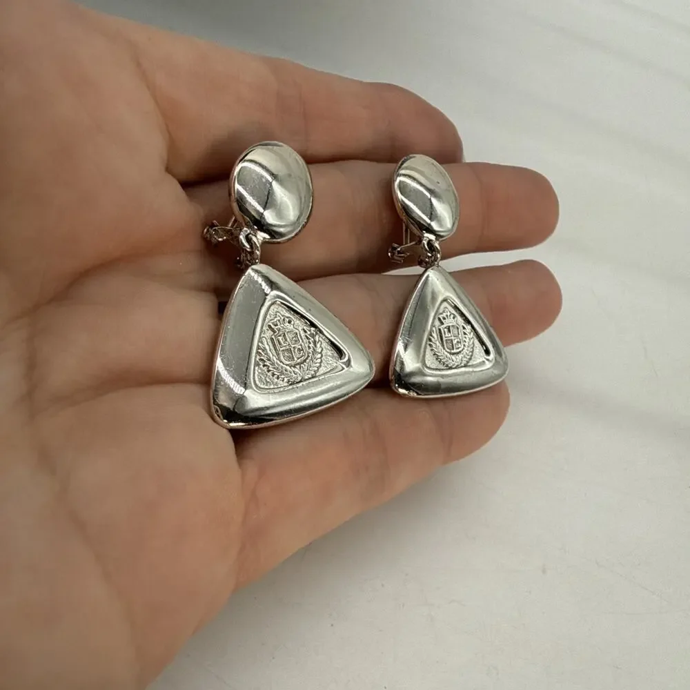 Vintage Liz Claiborne XCI Clip-on Dangle Earrings Silver from the 1990s SKU0101